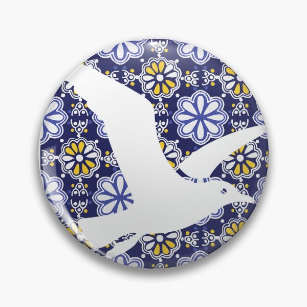 Item preview, Seagull on Blue, yellow and White Azulejo Tile Pattern designed and sold by Mandarynkashop.