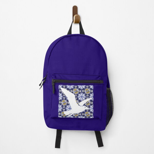 Artikelvorschau, Möwe auf blauem, gelbem und weißem Azulejo-Fliesenmuster entworfen und verkauft von Mandarynkashop.
