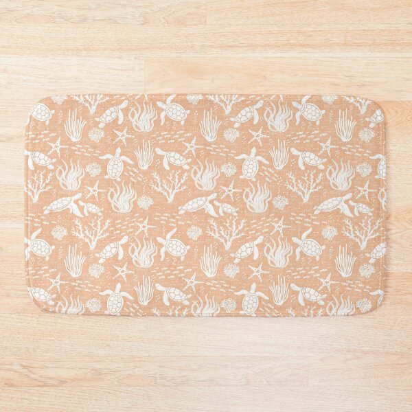 Item preview, Coastal Ocean Life with Sea Turtles and Fish in Peachy Orange  designed and sold by EliveraDesigns.
