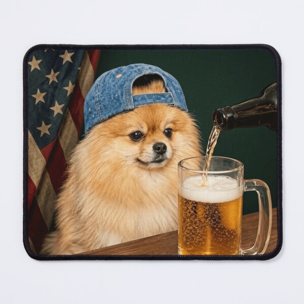Item preview, Funny Patriotic Pomeranian Dog Drinking Beer American Flag designed and sold by haitrieuic96.