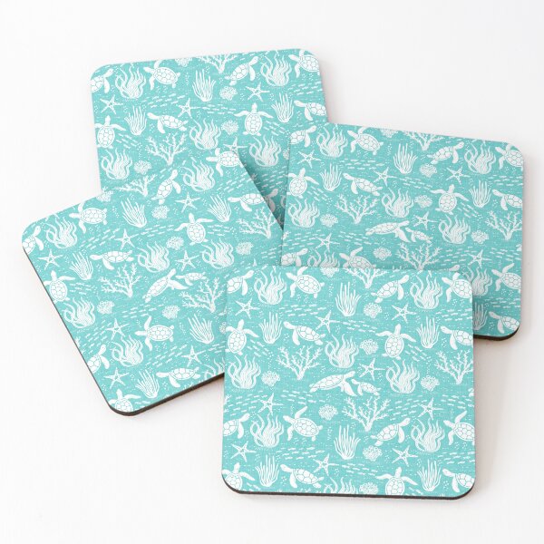 Item preview, Coastal Ocean Life with Sea Turtles and Fish in Turquoise  designed and sold by EliveraDesigns.