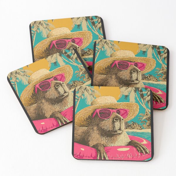Item preview, Summer Capybara with Sunglasses Tropical Animal Pool Party designed and sold by Littermin.