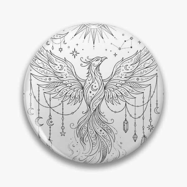 Item preview, Celestial Phoenix Rising Mystic Sun and Moon designed and sold by Line_Art.