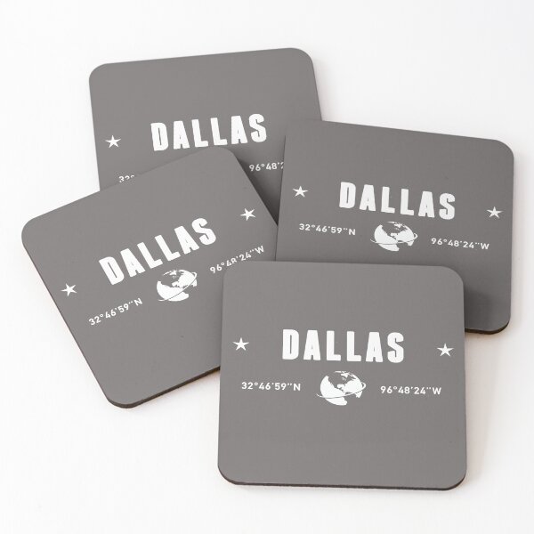 Item preview, Dallas Texas Coordinates Globe Typography White designed and sold by capricedefille.