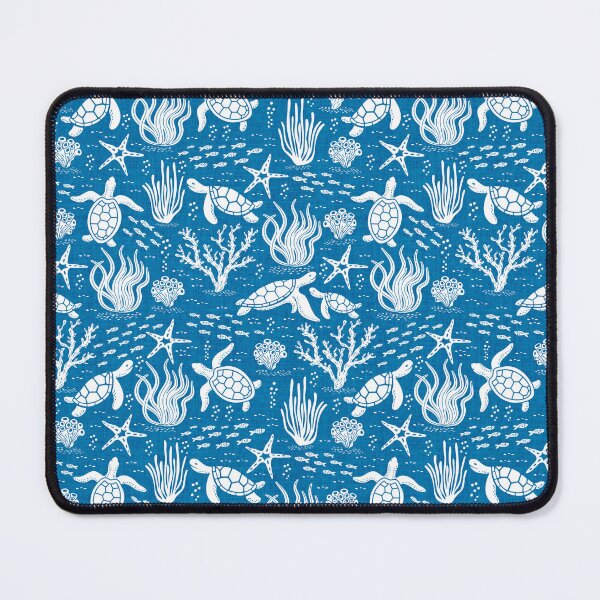 Item preview, Coastal Ocean Life with Sea Turtles and Fish in Dark Tropical Blue designed and sold by EliveraDesigns.
