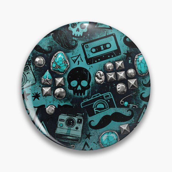 Item preview, Retro Rocker Turquoise Studs And Mustaches Pattern designed and sold by SplashTastic.