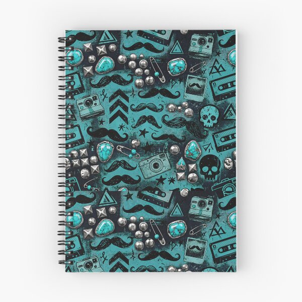 Item preview, Retro Rocker Turquoise Studs And Mustaches Pattern designed and sold by SplashTastic.