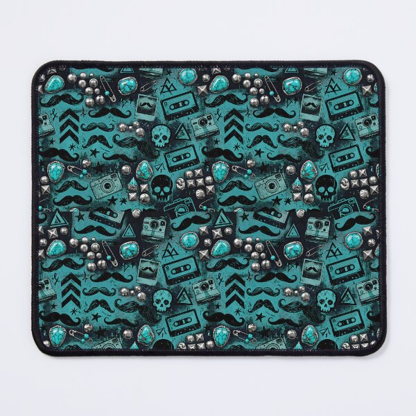 Item preview, Retro Rocker Turquoise Studs And Mustaches Pattern designed and sold by SplashTastic.