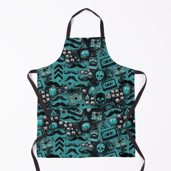 Item preview, Retro Rocker Turquoise Studs And Mustaches Pattern designed and sold by SplashTastic.