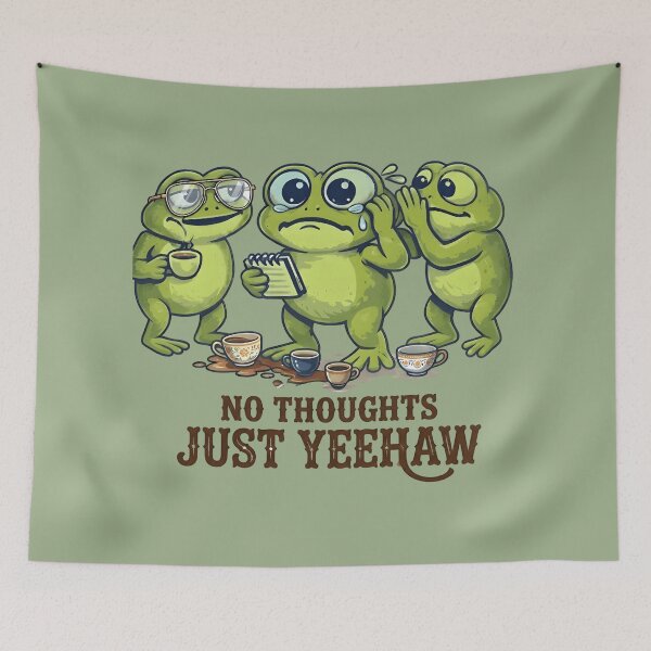 Item preview, No Thoughts Just Yeehaw Frog Meme Shirt – Funny Cowboy Frog Coffee Western Aesthetic Tee designed and sold by ZyxDes.