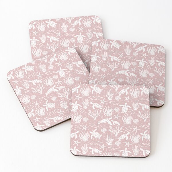 Item preview, Coastal Ocean Life with Sea Turtles and Fish in Beachy Pink  designed and sold by EliveraDesigns.