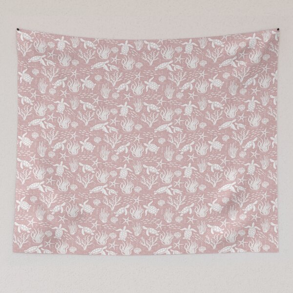 Item preview, Coastal Ocean Life with Sea Turtles and Fish in Beachy Pink  designed and sold by EliveraDesigns.