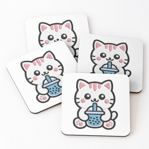 Item preview, Cute Kawaii Cat Drinking Bubble Tea designed and sold by IYI.