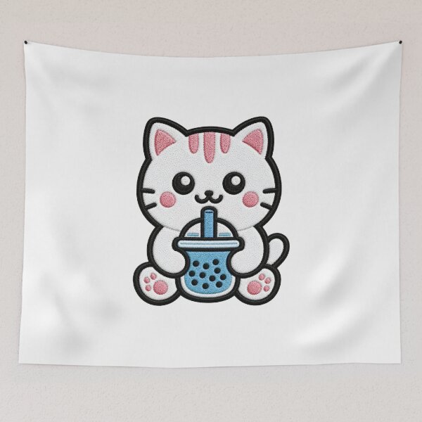 Item preview, Cute Kawaii Cat Drinking Bubble Tea designed and sold by IYI.