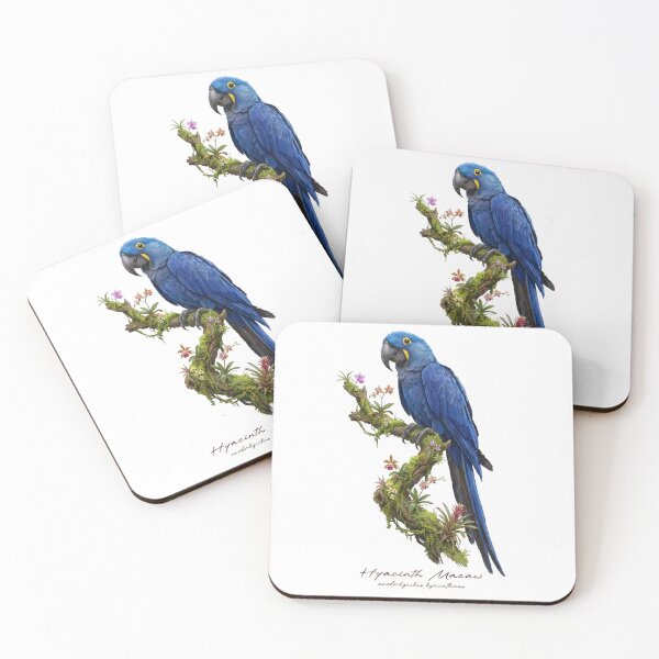 Item preview, Hyacinth Macaw on Tropical Tree with Flowers designed and sold by Takeda-art.