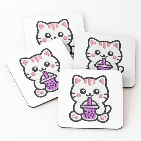 Item preview, Cute Kawaii Cat Drinking Bubble Tea designed and sold by IYI.