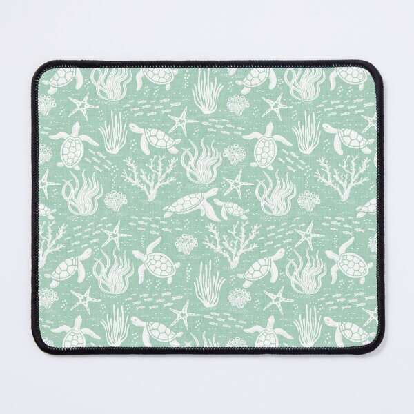 Item preview, Coastal Ocean Life with Cute Sea Turtles and Fish in Seafoam Green designed and sold by EliveraDesigns.