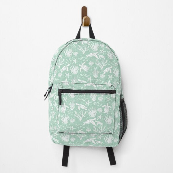 Item preview, Coastal Ocean Life with Cute Sea Turtles and Fish in Seafoam Green designed and sold by EliveraDesigns.