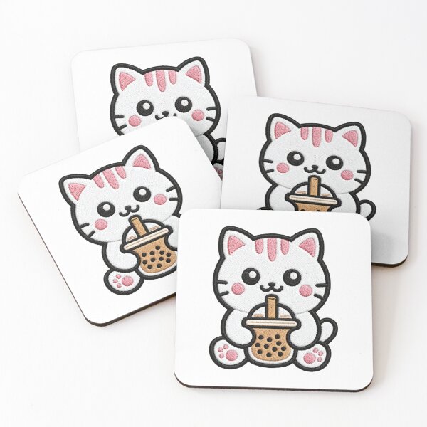 Item preview, Cute Kawaii Cat Drinking Bubble Tea designed and sold by IYI.