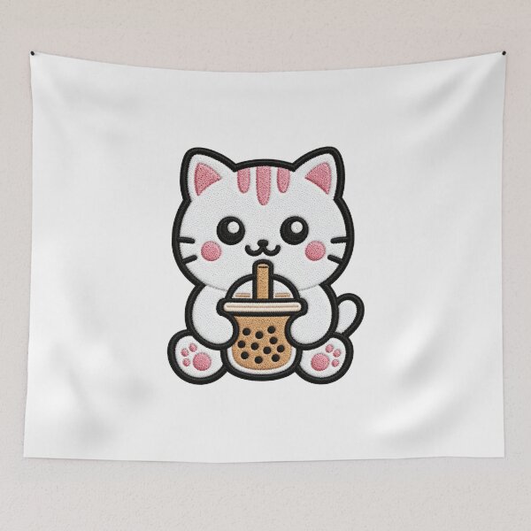 Item preview, Cute Kawaii Cat Drinking Bubble Tea designed and sold by IYI.
