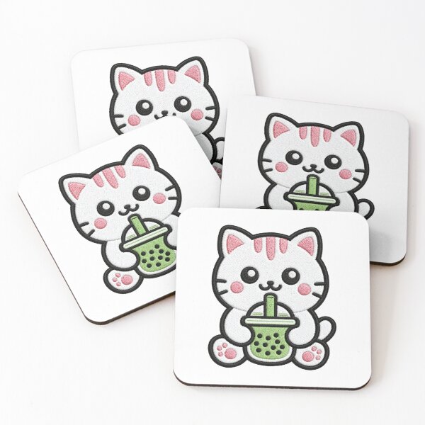 Item preview, Cute Kawaii Cat Drinking Bubble Tea designed and sold by IYI.