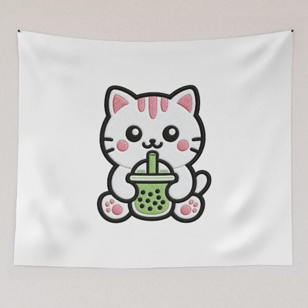 Item preview, Cute Kawaii Cat Drinking Bubble Tea designed and sold by IYI.
