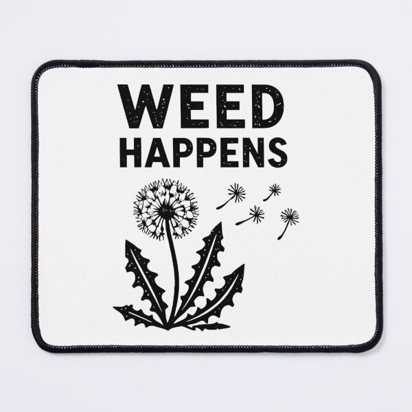 Item preview, Weed happens! Cute funny cynical stoic dandelions vintage retro eroded woodblock style design designed and sold by bard-art.