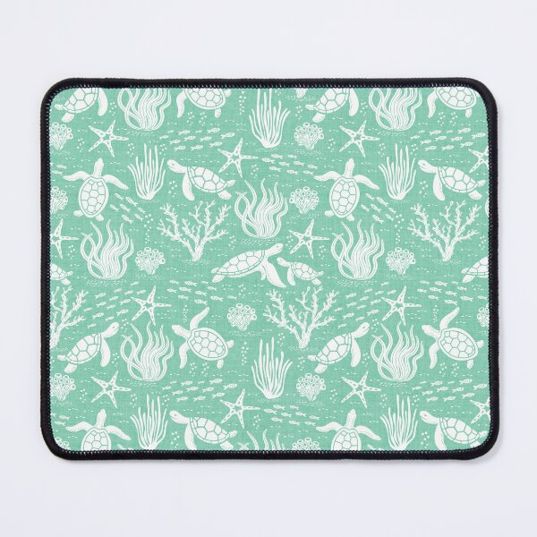 Item preview, Coastal Ocean Life with Cute Sea Turtles and Fish in Deep Seafoam Green designed and sold by EliveraDesigns.