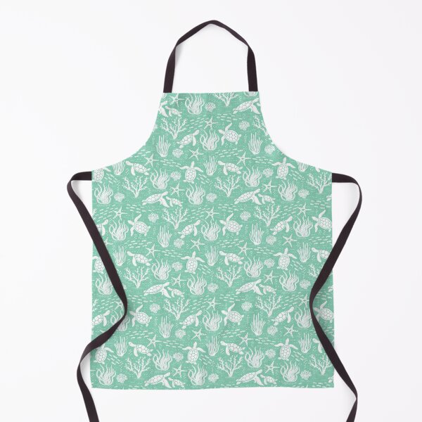 Item preview, Coastal Ocean Life with Cute Sea Turtles and Fish in Deep Seafoam Green designed and sold by EliveraDesigns.