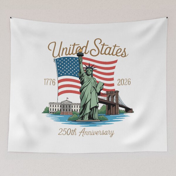 Item preview, USA 250th Anniversary Statue of Liberty American Flag designed and sold by TyraYoung.