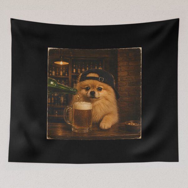 Item preview, Pomeranian Drinking Beer designed and sold by zoes-ink.