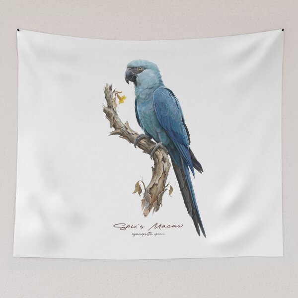 Item preview, Spix's Macaw on Rustic Branch designed and sold by Takeda-art.