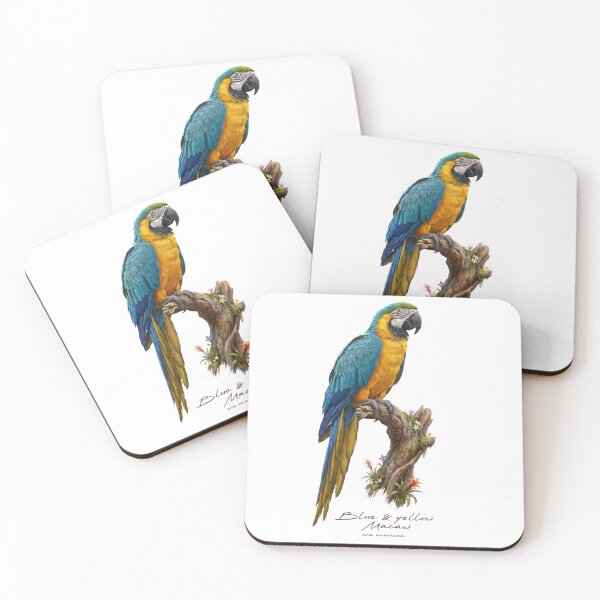 Item preview, Blue-and-yellow Macaw on Tropical Flower Branch designed and sold by Takeda-art.