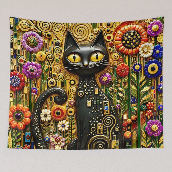 Item preview, Klimt Cat in Flower Garden  designed and sold by Vicky Brago-Mitchell®.
