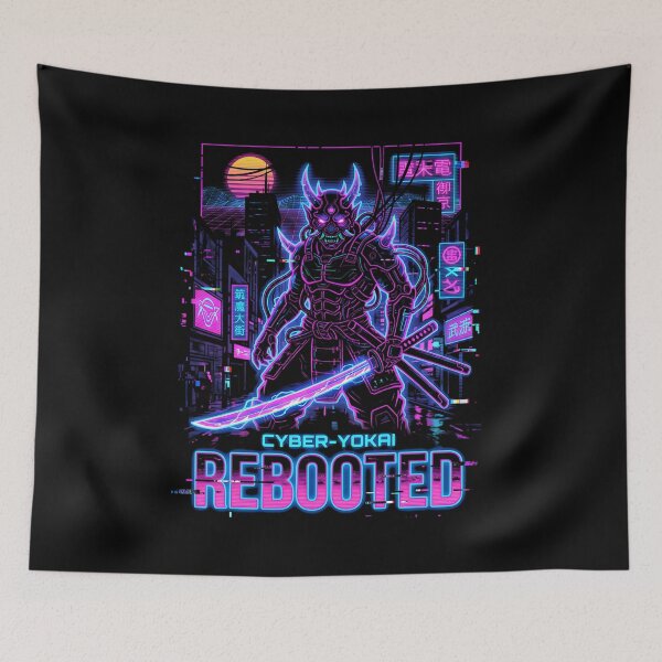 Item preview, Cyber Yokai Rebooted Neon Glitch Samurai designed and sold by SplashTastic.