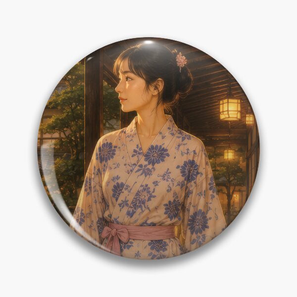 Item preview, Taisho Japanese Ryokan Garden Evening Ukiyo-e Art designed and sold by WabiSabiArts.
