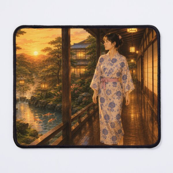 Item preview, Taisho Japanese Ryokan Garden Evening Ukiyo-e Art designed and sold by WabiSabiArts.