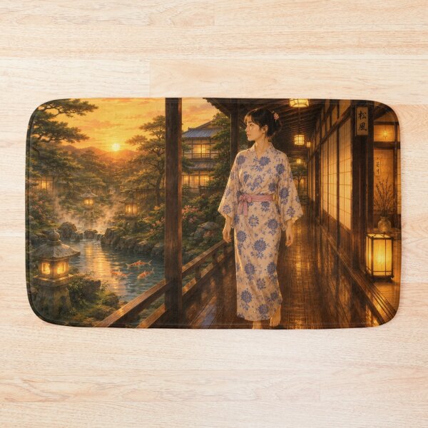 Item preview, Taisho Japanese Ryokan Garden Evening Ukiyo-e Art designed and sold by WabiSabiArts.
