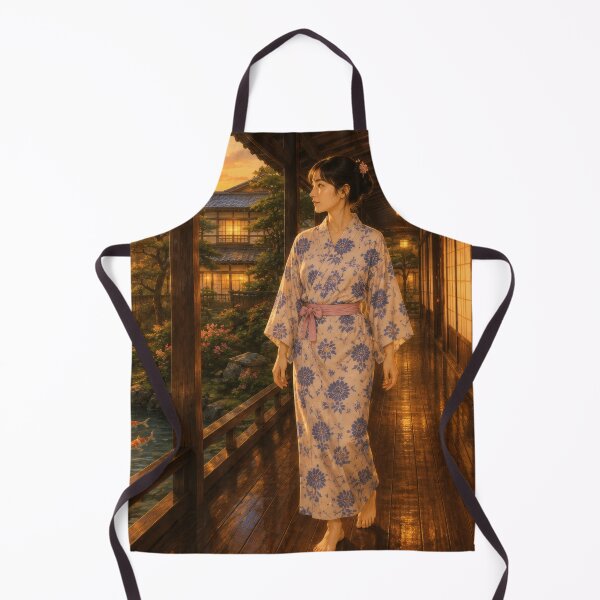 Item preview, Taisho Japanese Ryokan Garden Evening Ukiyo-e Art designed and sold by WabiSabiArts.
