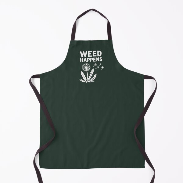 Item preview, Weed happens! Cute funny cynical stoic dandelions vintage retro eroded woodblock style design green designed and sold by bard-art.