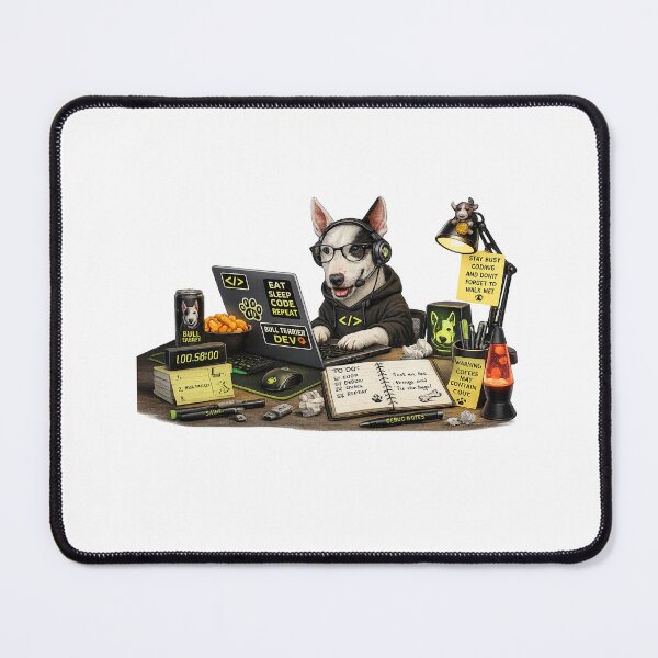 Item preview, Bull Terrier Coding Dog – Funny Programmer Puppy designed and sold by YamiSociety.
