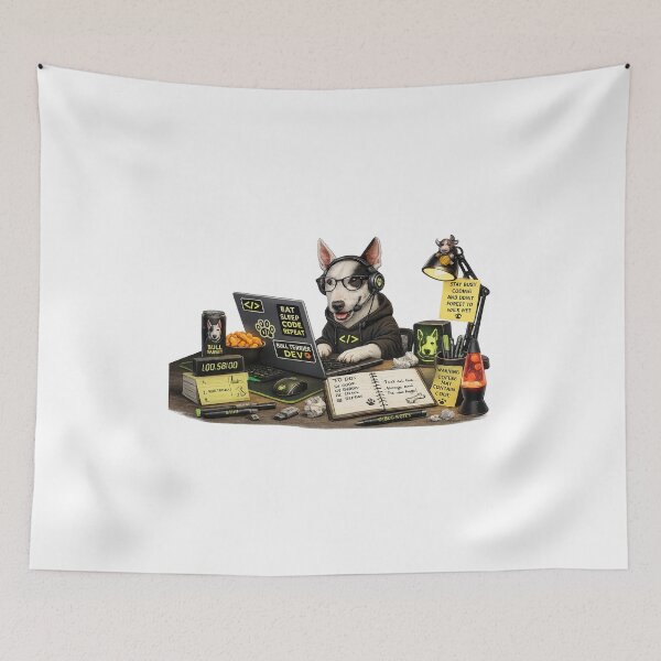 Item preview, Bull Terrier Coding Dog – Funny Programmer Puppy designed and sold by YamiSociety.