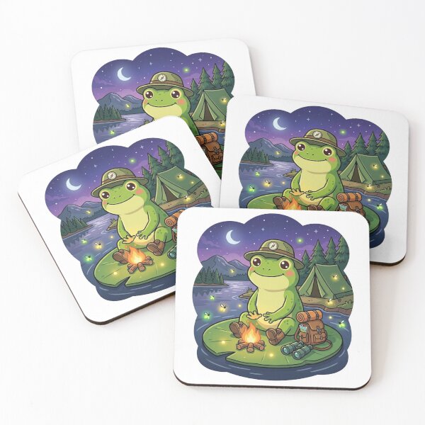Item preview, Cute Camping Frog in Acadia National Park – Cozy Campfire Cartoon Art designed and sold by ArtsyExplorer.