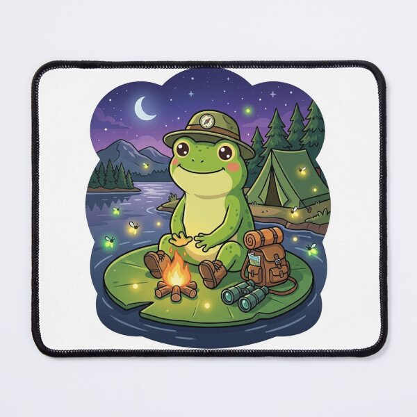 Item preview, Cute Camping Frog in Acadia National Park – Cozy Campfire Cartoon Art designed and sold by ArtsyExplorer.
