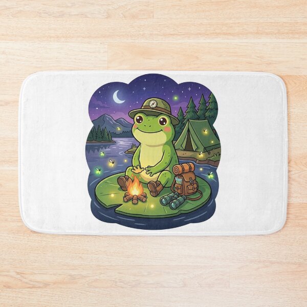 Item preview, Cute Camping Frog in Acadia National Park – Cozy Campfire Cartoon Art designed and sold by ArtsyExplorer.