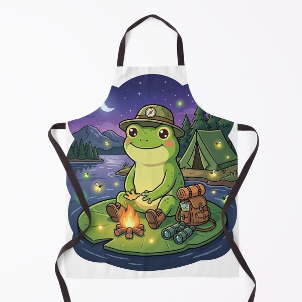 Item preview, Cute Camping Frog in Acadia National Park – Cozy Campfire Cartoon Art designed and sold by ArtsyExplorer.