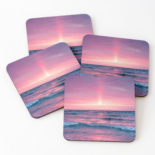 Item preview, Pink Sunset Sun Pillar Ocean Wave Photography designed and sold by Laura Vancleave.