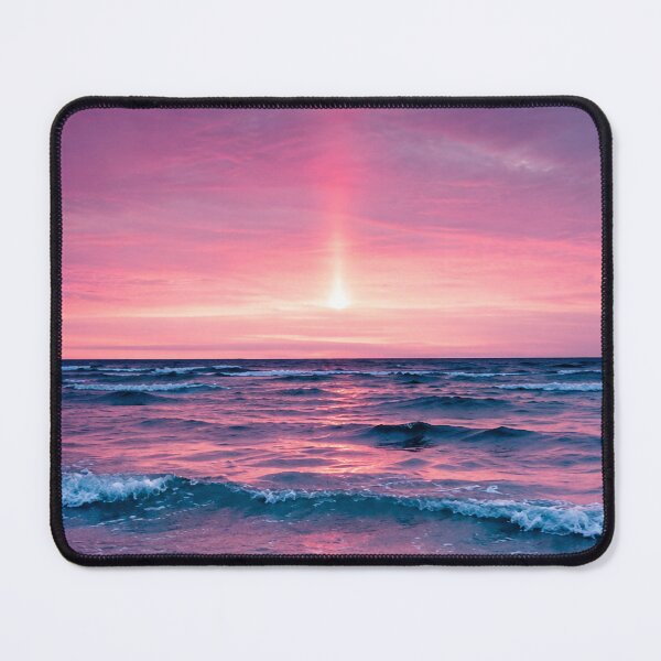 Item preview, Pink Sunset Sun Pillar Ocean Wave Photography designed and sold by Laura Vancleave.