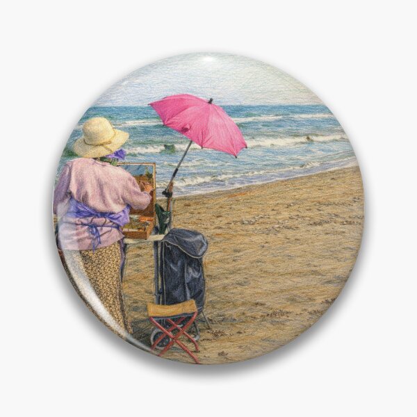 Item preview, Grandma Painting on the Beach Art: Elderly Lady Artist Poster designed and sold by Mandarynkashop.
