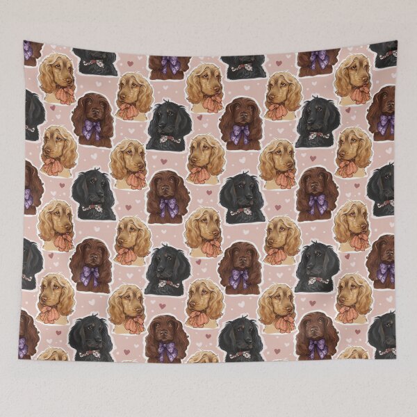 Item preview, Bow Tie Cocker Spaniel Trio - Peach Pattern designed and sold by sanctuarystudio.